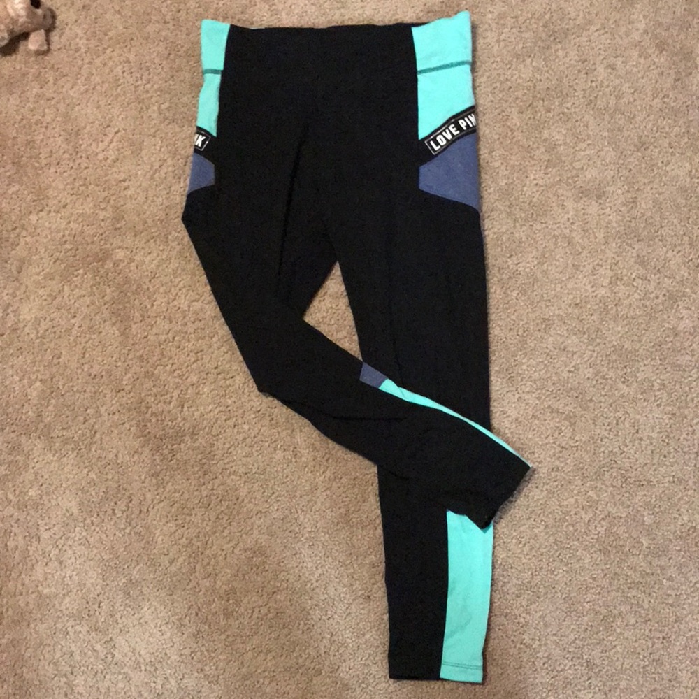 Black PINK leggings with blue and turquoise